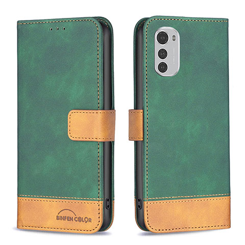 Coque Portefeuille Livre Cuir Etui Clapet B05F pour Motorola Moto E32 Vert