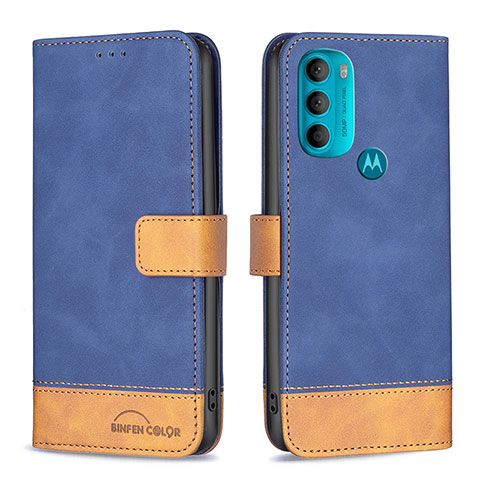 Coque Portefeuille Livre Cuir Etui Clapet B05F pour Motorola Moto G71 5G Bleu