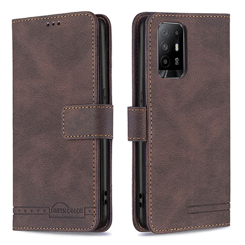 Coque Portefeuille Livre Cuir Etui Clapet B05F pour Oppo F19 Pro+ Plus 5G Marron