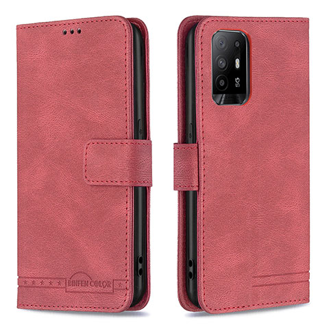 Coque Portefeuille Livre Cuir Etui Clapet B05F pour Oppo F19 Pro+ Plus 5G Rouge