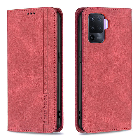 Coque Portefeuille Livre Cuir Etui Clapet B05F pour Oppo F19 Pro Rouge