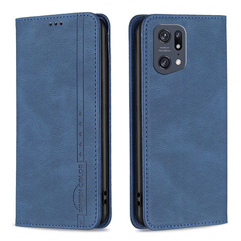 Coque Portefeuille Livre Cuir Etui Clapet B05F pour Oppo Find X5 Pro 5G Bleu