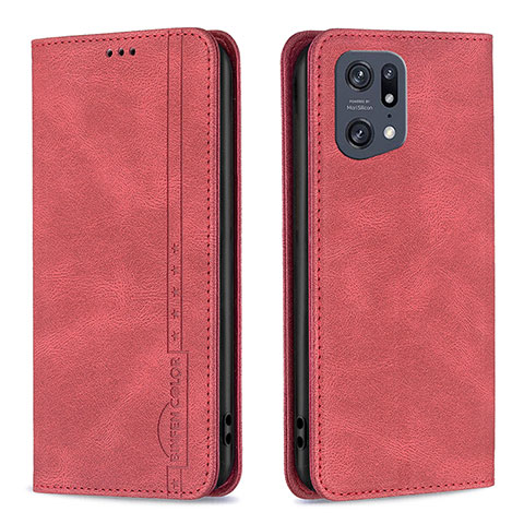 Coque Portefeuille Livre Cuir Etui Clapet B05F pour Oppo Find X5 Pro 5G Rouge