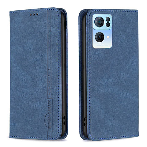 Coque Portefeuille Livre Cuir Etui Clapet B05F pour Oppo Reno7 Pro 5G Bleu