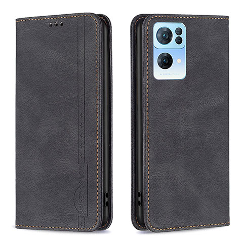 Coque Portefeuille Livre Cuir Etui Clapet B05F pour Oppo Reno7 Pro 5G Noir