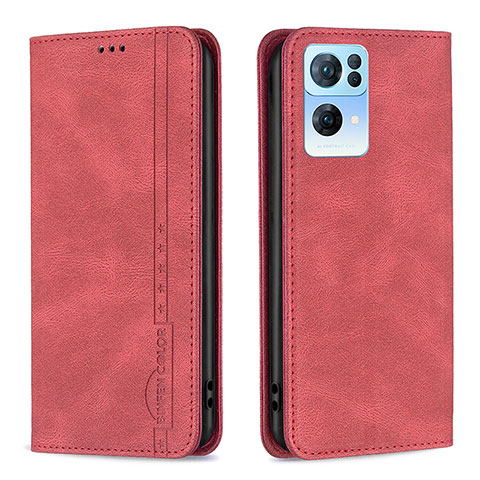 Coque Portefeuille Livre Cuir Etui Clapet B05F pour Oppo Reno7 Pro 5G Rouge