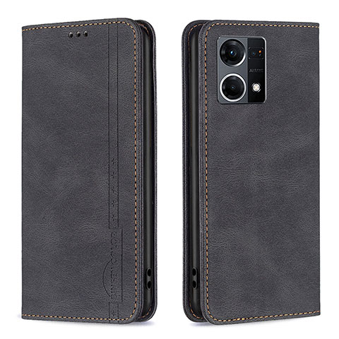 Coque Portefeuille Livre Cuir Etui Clapet B05F pour Oppo Reno8 4G Noir