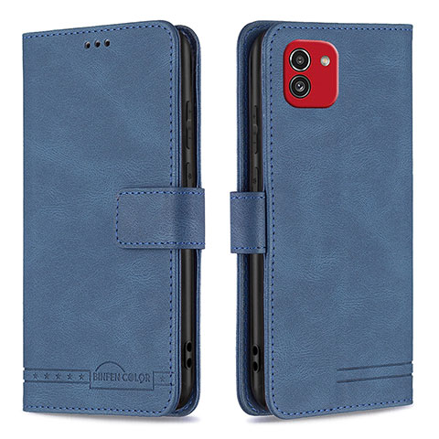 Coque Portefeuille Livre Cuir Etui Clapet B05F pour Samsung Galaxy A03 Bleu