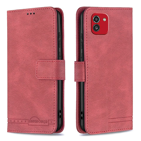 Coque Portefeuille Livre Cuir Etui Clapet B05F pour Samsung Galaxy A03 Rouge