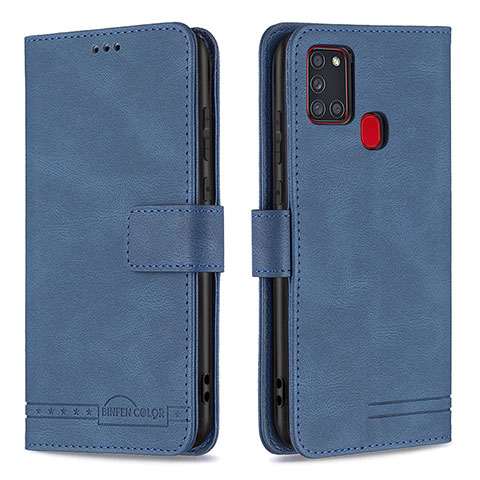 Coque Portefeuille Livre Cuir Etui Clapet B05F pour Samsung Galaxy A21s Bleu