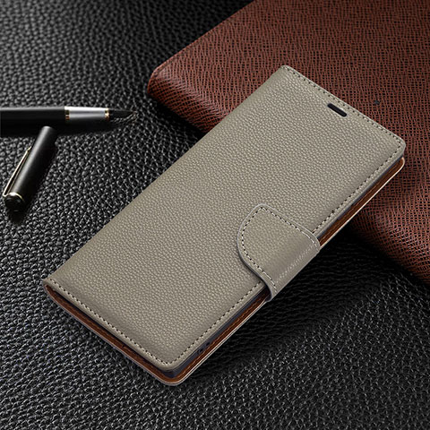 Coque Portefeuille Livre Cuir Etui Clapet B05F pour Samsung Galaxy S23 Ultra 5G Gris