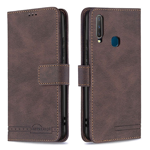 Coque Portefeuille Livre Cuir Etui Clapet B05F pour Vivo Y12 Marron