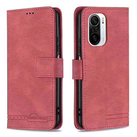 Coque Portefeuille Livre Cuir Etui Clapet B05F pour Xiaomi Redmi K40 Pro 5G Rouge