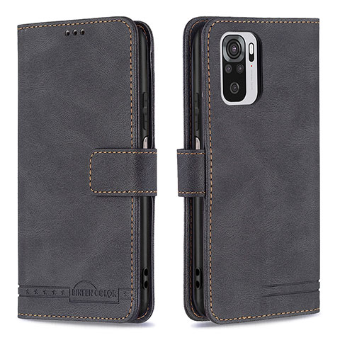 Coque Portefeuille Livre Cuir Etui Clapet B05F pour Xiaomi Redmi Note 10S 4G Noir