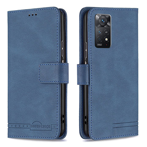 Coque Portefeuille Livre Cuir Etui Clapet B05F pour Xiaomi Redmi Note 11 Pro 4G Bleu