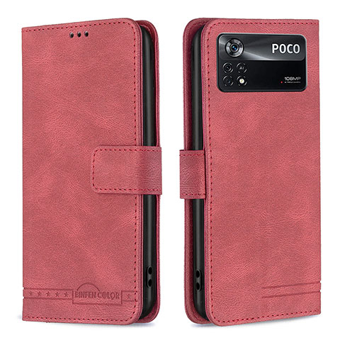 Coque Portefeuille Livre Cuir Etui Clapet B05F pour Xiaomi Redmi Note 11E Pro 5G Rouge