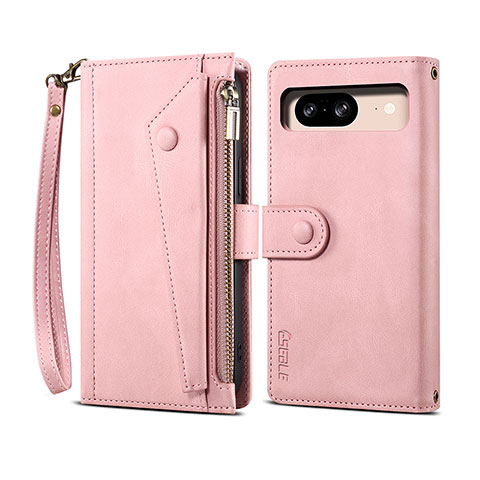 Coque Portefeuille Livre Cuir Etui Clapet B05S pour Google Pixel 8 5G Or Rose