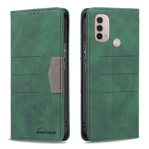 Coque Portefeuille Livre Cuir Etui Clapet B06F pour Motorola Moto E30 Vert