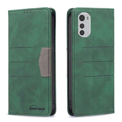 Coque Portefeuille Livre Cuir Etui Clapet B06F pour Motorola Moto E32 Vert