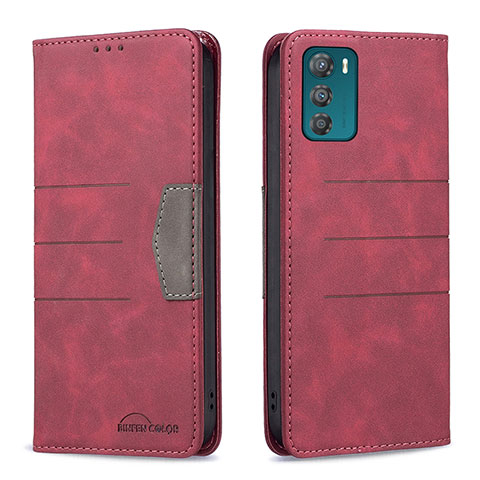 Coque Portefeuille Livre Cuir Etui Clapet B06F pour Motorola Moto G42 Rouge