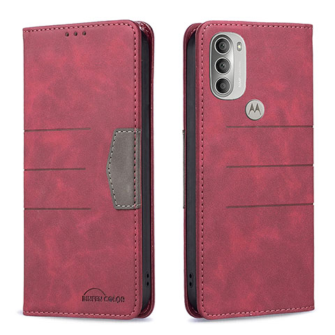 Coque Portefeuille Livre Cuir Etui Clapet B06F pour Motorola Moto G51 5G Rouge