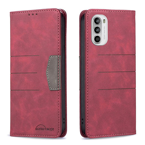 Coque Portefeuille Livre Cuir Etui Clapet B06F pour Motorola MOTO G52 Rouge