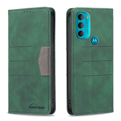 Coque Portefeuille Livre Cuir Etui Clapet B06F pour Motorola Moto G71 5G Vert