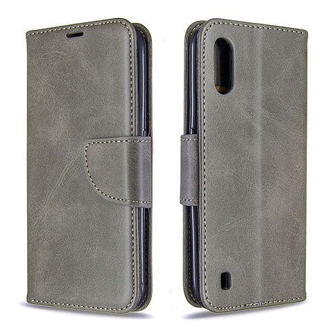 Coque Portefeuille Livre Cuir Etui Clapet B06F pour Samsung Galaxy A01 SM-A015 Gris