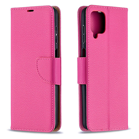 Coque Portefeuille Livre Cuir Etui Clapet B06F pour Samsung Galaxy A12 5G Rose Rouge