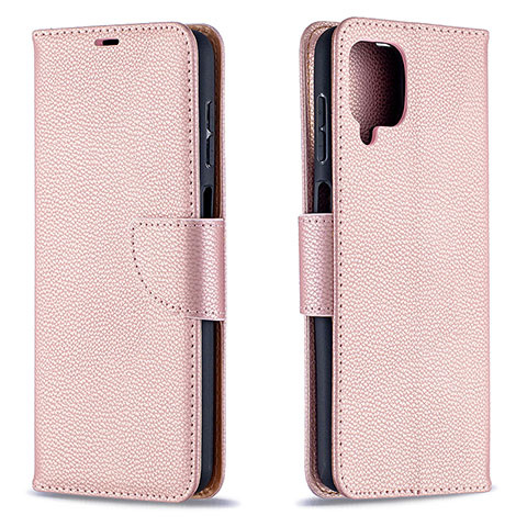 Coque Portefeuille Livre Cuir Etui Clapet B06F pour Samsung Galaxy A12 Nacho Or Rose