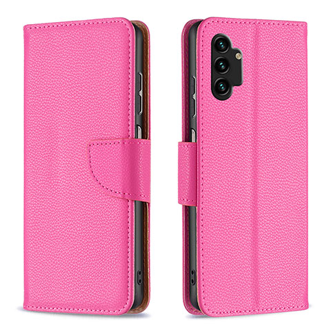 Coque Portefeuille Livre Cuir Etui Clapet B06F pour Samsung Galaxy A13 4G Rose Rouge