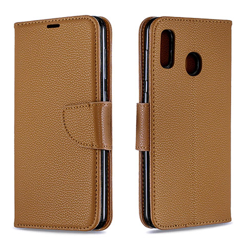 Coque Portefeuille Livre Cuir Etui Clapet B06F pour Samsung Galaxy A20 Marron