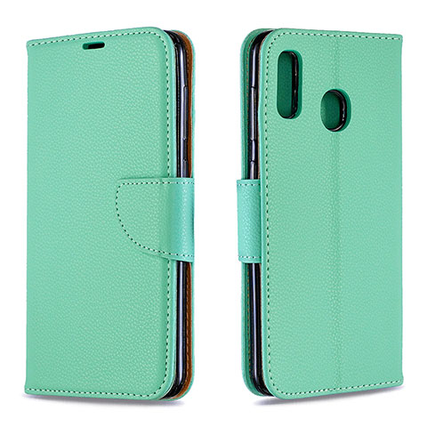 Coque Portefeuille Livre Cuir Etui Clapet B06F pour Samsung Galaxy A20 Vert