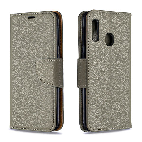 Coque Portefeuille Livre Cuir Etui Clapet B06F pour Samsung Galaxy A20e Gris