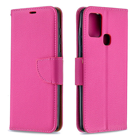 Coque Portefeuille Livre Cuir Etui Clapet B06F pour Samsung Galaxy A21s Rose Rouge