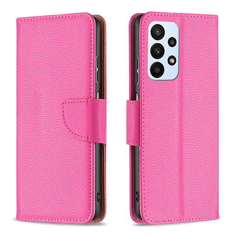 Coque Portefeuille Livre Cuir Etui Clapet B06F pour Samsung Galaxy A23 4G Rose Rouge