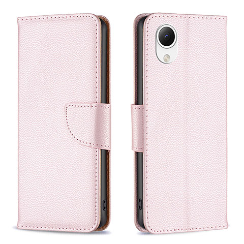 Coque Portefeuille Livre Cuir Etui Clapet B06F pour Samsung Galaxy A23e 5G Or Rose