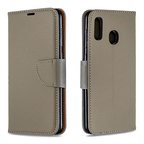 Coque Portefeuille Livre Cuir Etui Clapet B06F pour Samsung Galaxy A30 Gris