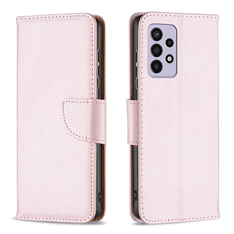 Coque Portefeuille Livre Cuir Etui Clapet B06F pour Samsung Galaxy A33 5G Or Rose