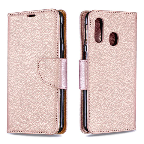 Coque Portefeuille Livre Cuir Etui Clapet B06F pour Samsung Galaxy A40 Or Rose