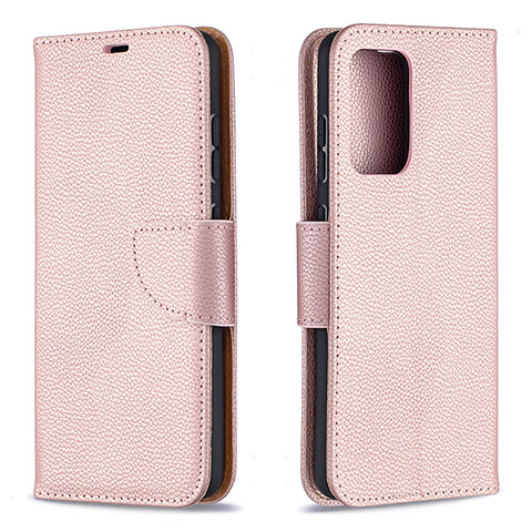 Coque Portefeuille Livre Cuir Etui Clapet B06F pour Samsung Galaxy A52 4G Or Rose