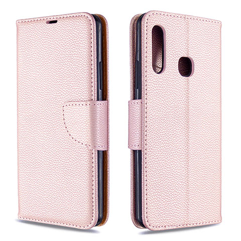 Coque Portefeuille Livre Cuir Etui Clapet B06F pour Samsung Galaxy A70E Or Rose