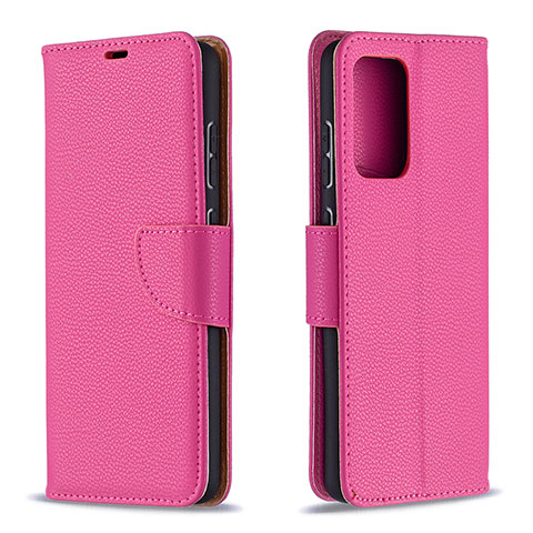 Coque Portefeuille Livre Cuir Etui Clapet B06F pour Samsung Galaxy A72 4G Rose Rouge