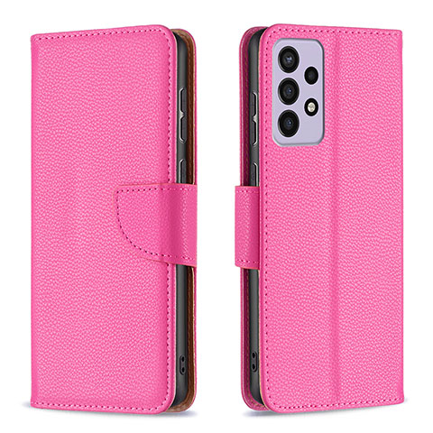 Coque Portefeuille Livre Cuir Etui Clapet B06F pour Samsung Galaxy A73 5G Rose Rouge