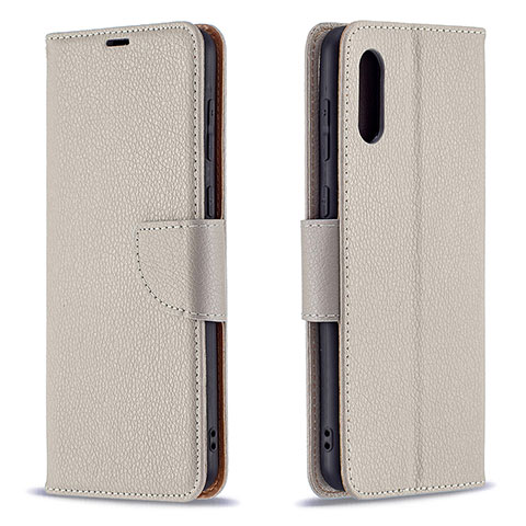 Coque Portefeuille Livre Cuir Etui Clapet B06F pour Samsung Galaxy M02 Gris