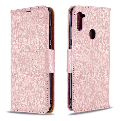 Coque Portefeuille Livre Cuir Etui Clapet B06F pour Samsung Galaxy M11 Or Rose