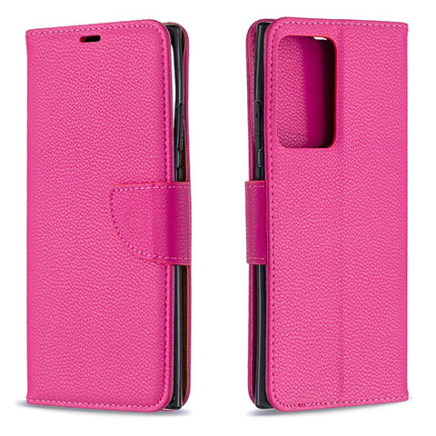 Coque Portefeuille Livre Cuir Etui Clapet B06F pour Samsung Galaxy Note 20 Ultra 5G Rose Rouge