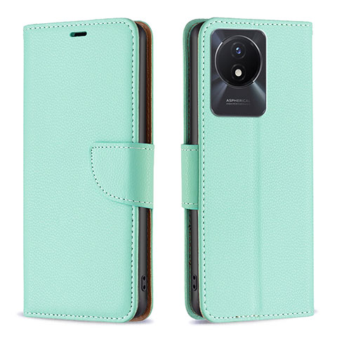 Coque Portefeuille Livre Cuir Etui Clapet B06F pour Vivo Y02 Vert