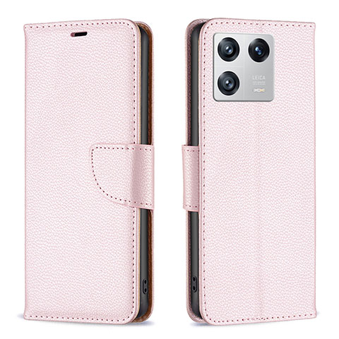 Coque Portefeuille Livre Cuir Etui Clapet B06F pour Xiaomi Mi 13 Pro 5G Or Rose