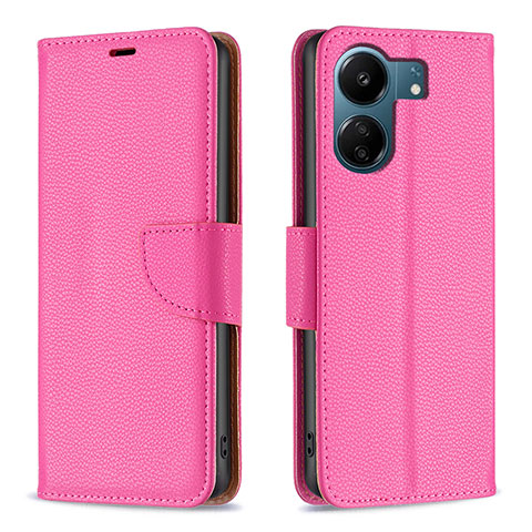 Coque Portefeuille Livre Cuir Etui Clapet B06F pour Xiaomi Poco C65 Rose Rouge